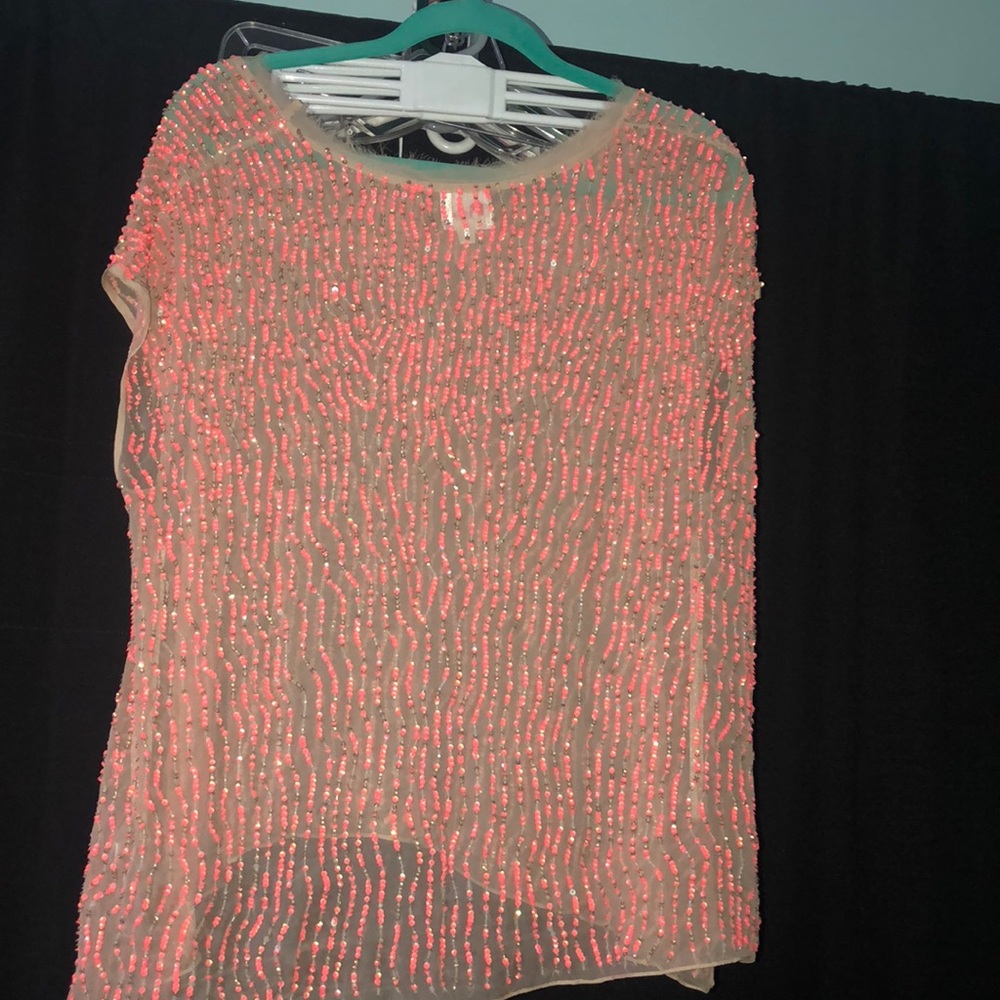 Sheer short sleeve with pink sequin from Parker